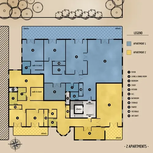 2 Apartments - Floor Plan