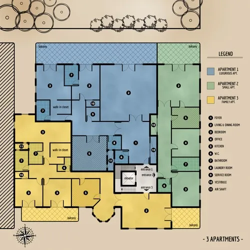 3 Apartments - Floor Plan