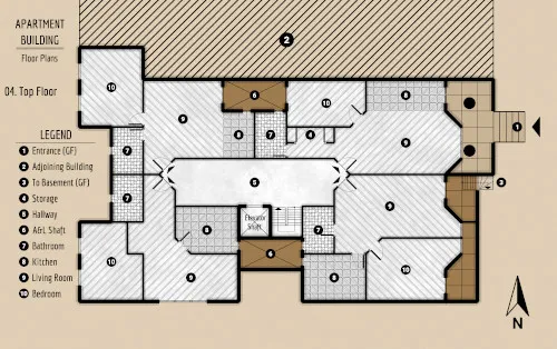 Apartment Building - Floor Plan Top Floor