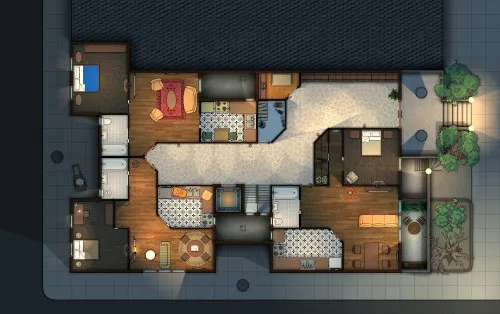 Apartment Building - Ground Floor - Night