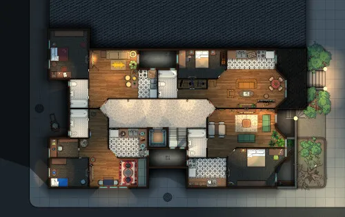 Apartment Building Typical Floor - Night