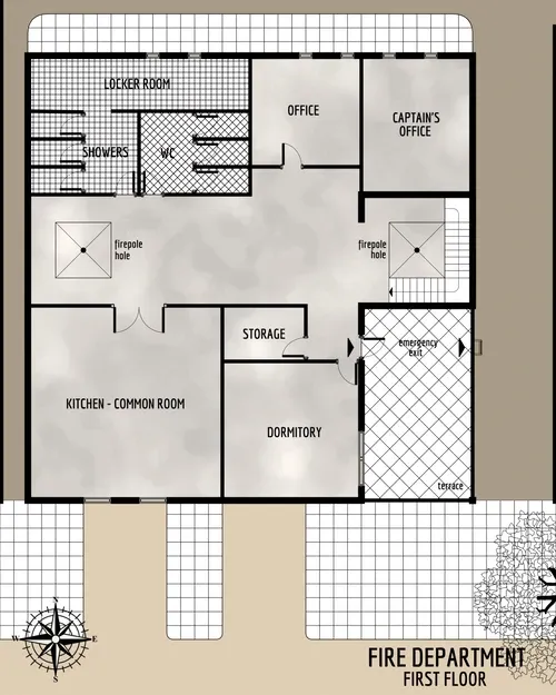 Arkham Fire Department - First Floor - Floor Plan
