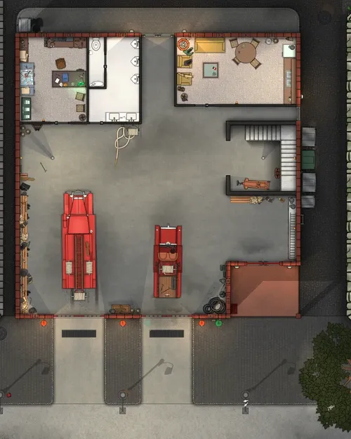 Arkham Fire Department - Ground Floor - Day