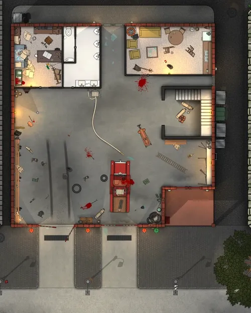 Arkham Fire Department - Ground Floor - Splatter - Day