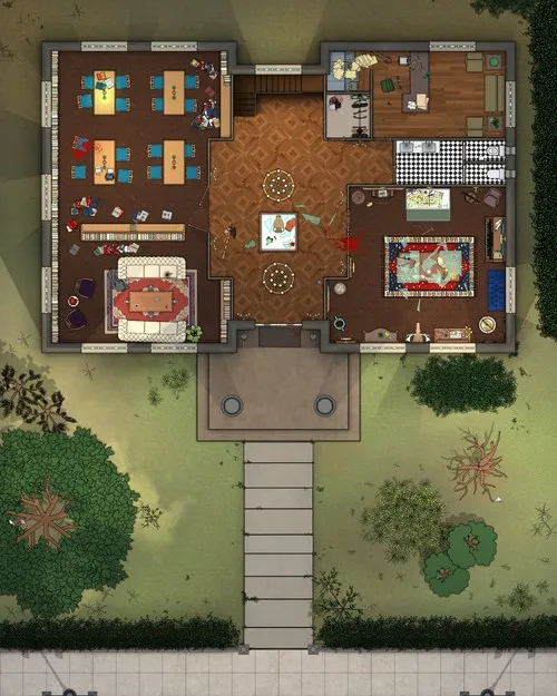 Arkham Historical Society - Ground Floor - Splatter - Day