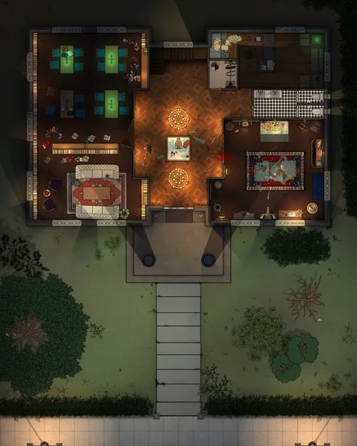 Arkham Historical Society - Ground Floor - Splatter - Night