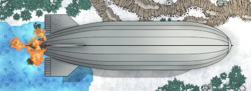 B8 Zeppelin - Top View - On Fire - Snow