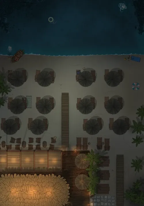 Beach Bar - Top Down - Night