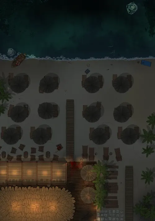 Beach Bar - Top Down - Splatter - Night