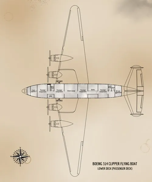Boeing 314 Clipper - Lower Deck - Floor Plan
