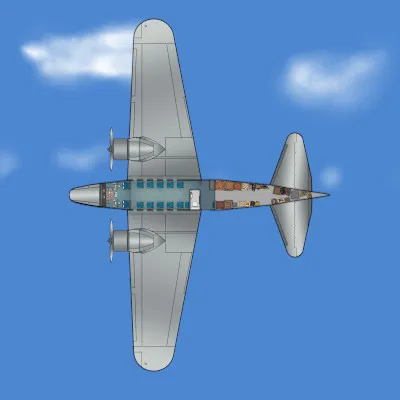 Boeing 247 - Metal - Plan View - Sky