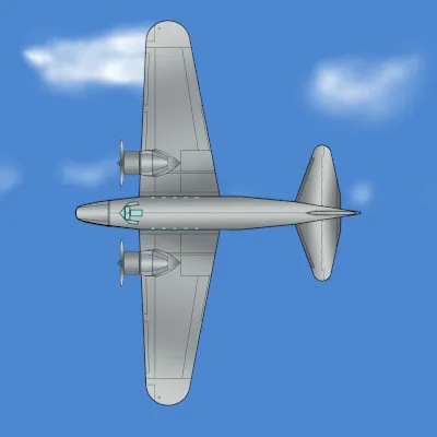 Boeing 247 - Metal - Top View - Sky