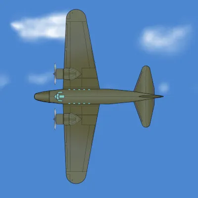Boeing 247 - Military - Top View - Sky