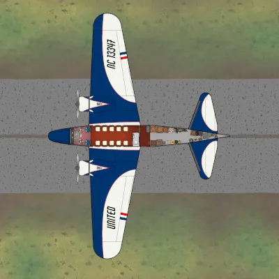 Boeing 247 - NC 13347 - Plan View - Ground
