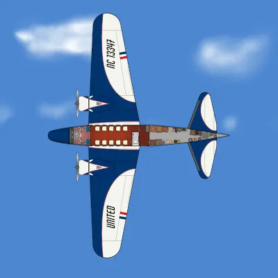 Boeing 247 - NC 13347 - Plan View - Sky