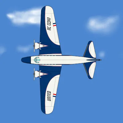 Boeing 247 - NC 13347 - Top View - Sky