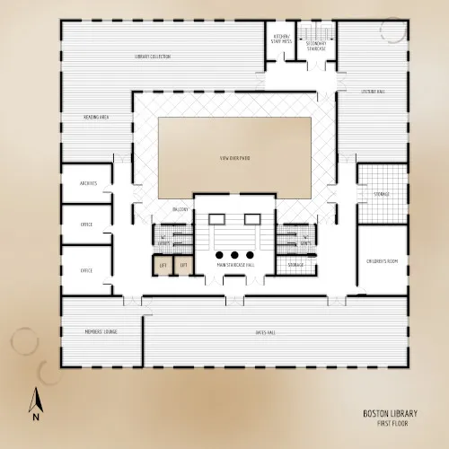 Boston Library - First Floor - Floor Plan