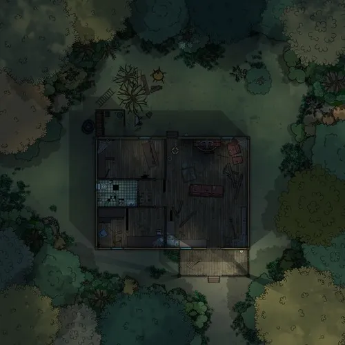 Bunker In The Woods Cabin - Abandoned - Night