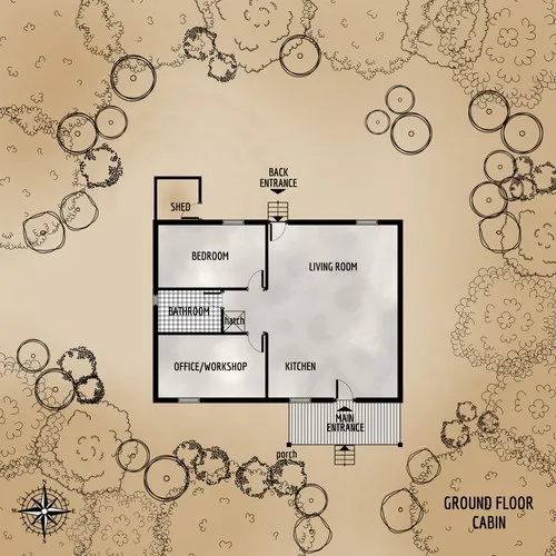 Bunker In The Woods Cabin - Floor Plan
