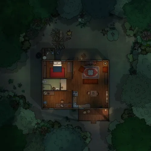 Bunker In The Woods Cabin - Night - No Hatch