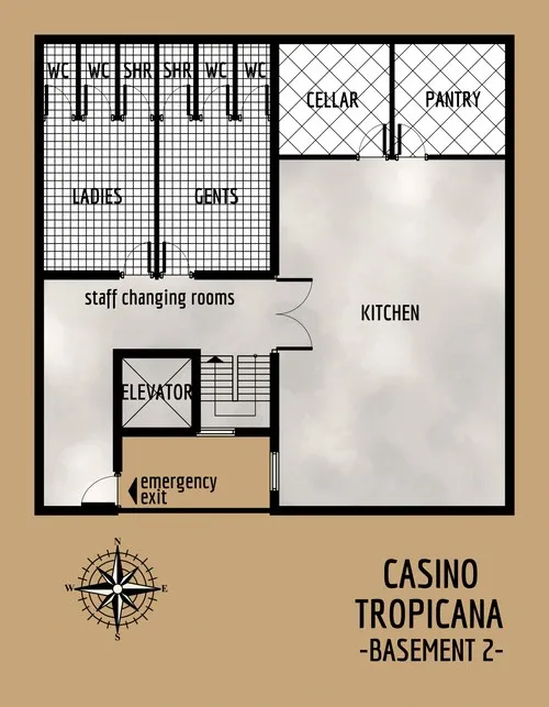 Casino Tropicana - Basement 2 - Floor Plan