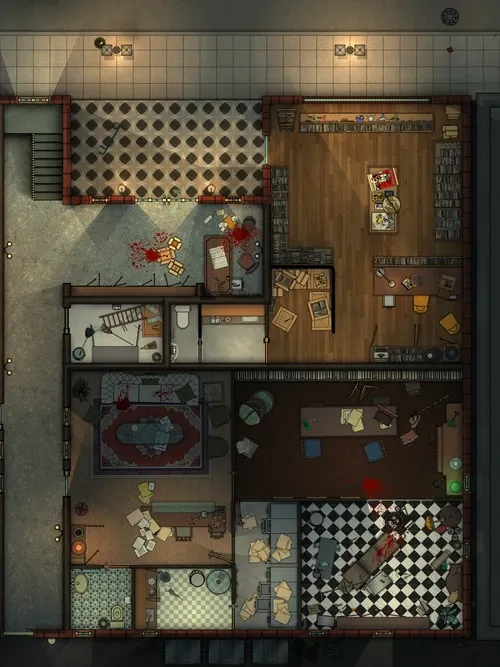 Comic Book Store - Doctors Office - Splatter - Night