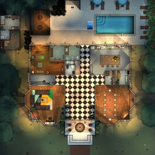 - Countryside Mansion - Ground Floor - Night
