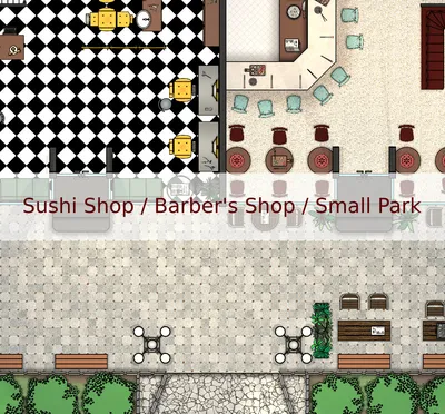 Sushi Shop / Barber's Shop / Small Park