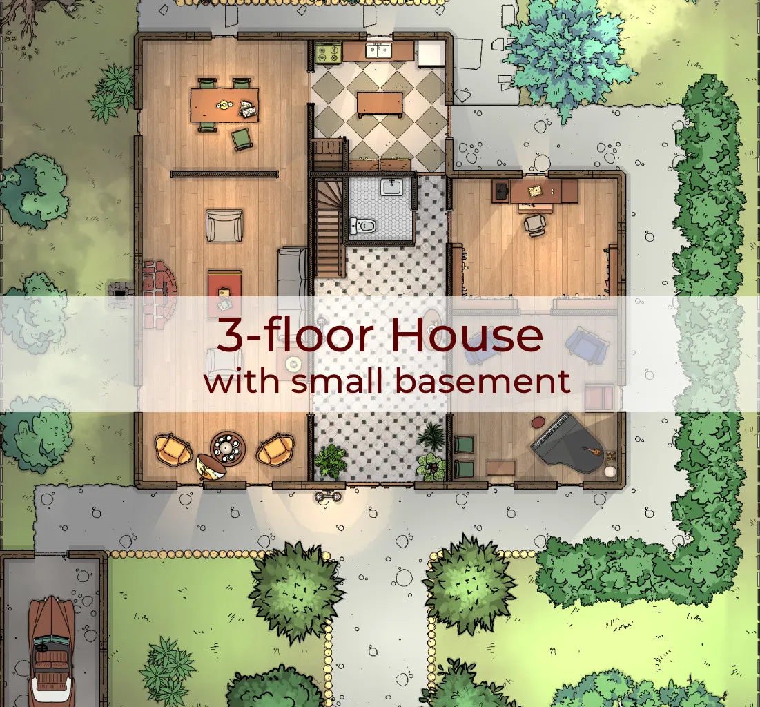 3 Floor House with Small Basement