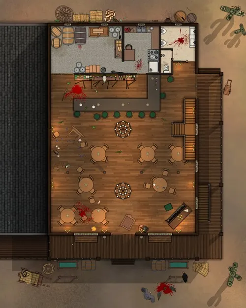 Crazy Horse Saloon - Ground Floor - Splatter - Day