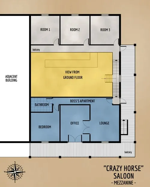 Crazy Horse Saloon - Mezzanine - Floor Plan