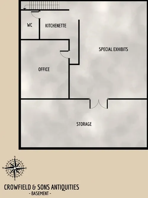 Crowfield & Sons Antiquities - Basement - Floor Plan