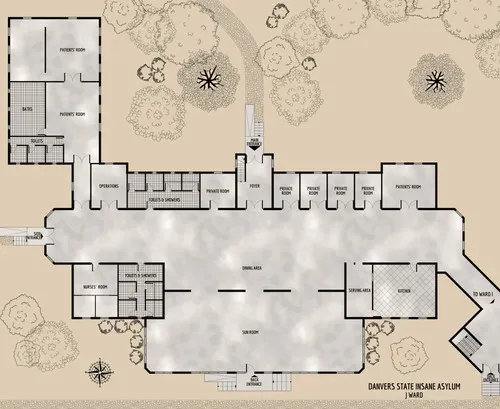 Danvers State Insane Asylum - J Ward - Floor Plan