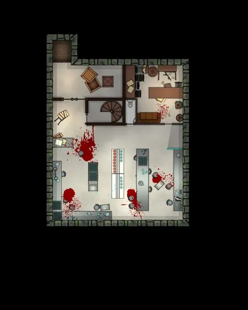 Drug House - Basement - Drug Lab - Splatter