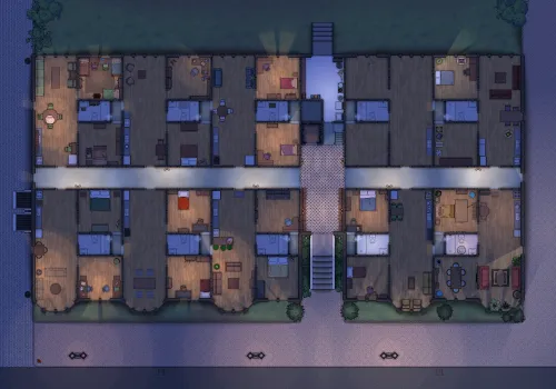 Fifth Avenue Apartment Building - Ground Floor - Night