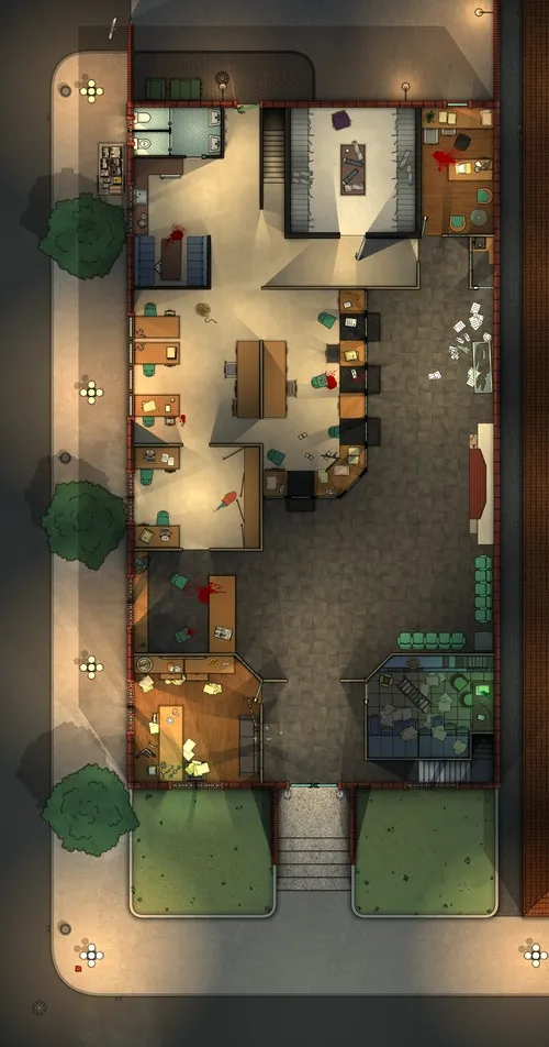 First National Bank - Ground Floor - Splatter - Night