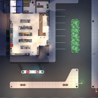 Gas Station - Ground Floor - Night - No Vehicles