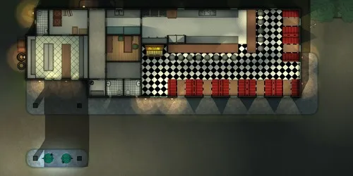 Gas Station With Diner - Minimal - Night