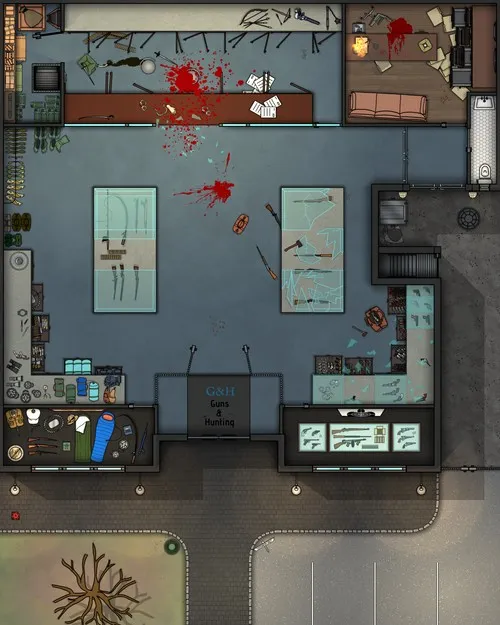 Guns And Hunting Shop - Ground Floor - Splatter - Day