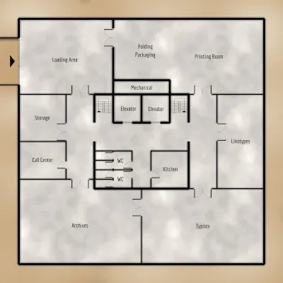 H.P.L. Tower Newspaper Offices - Basement - Floor Plan