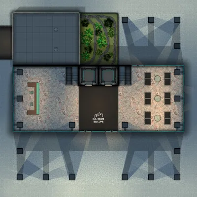 H.P.L. Tower Newspaper Offices - Ground Floor - Night