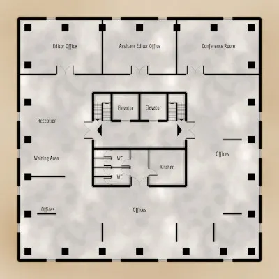 H.P.L. Tower Newspaper Offices Offices Floor - Floor Plan