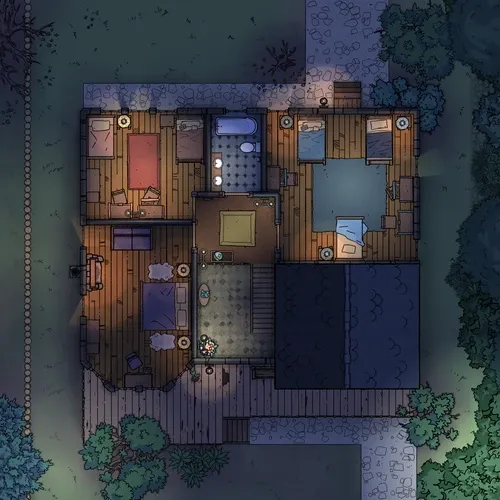 House With Cellar - First Floor - Night