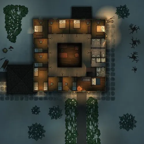 Hunters Lodge - First Floor - Winter - Night