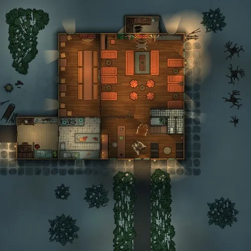 Hunters Lodge - Ground Floor - Winter - Night