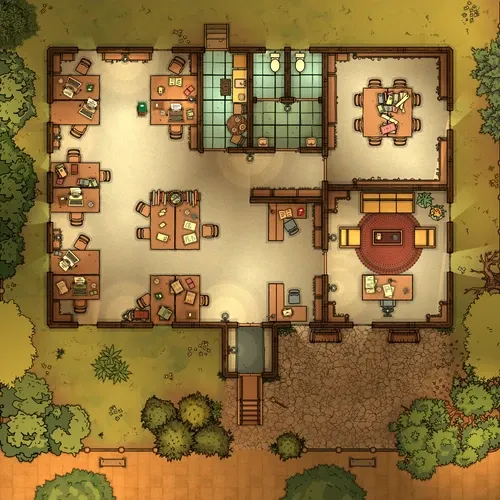 Newspaper Office - Ground Floor - Evening