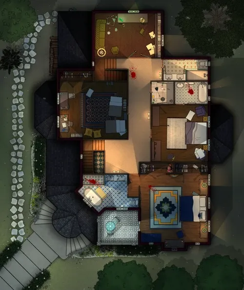 Peabody's Victorian House - First Floor - Splatter - Night