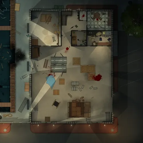 Pier Warehouse - Ground Floor - Splatter - Night