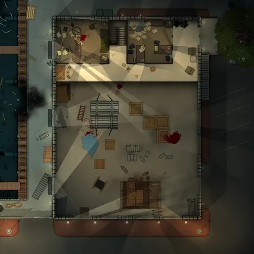 Pier Warehouse - Mezzanine - Splatter - Night
