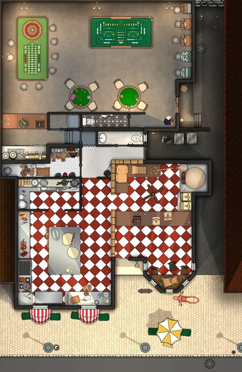 Pizza Gambino - Illegal Gambling Den - Day